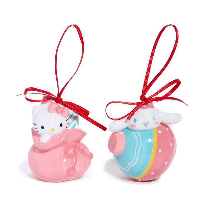 Pink / Blue Hello Kitty Hello Kitty and Cinnamoroll 2-pc Holiday Ceramic Ornament Set (Pastel Pink) | CA_HK92182