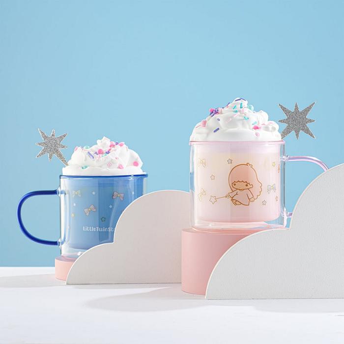 Pink / Blue Hello Kitty LittleTwinStars Double Wall Coffee Mugs (Set of 2) | CA_HK92636