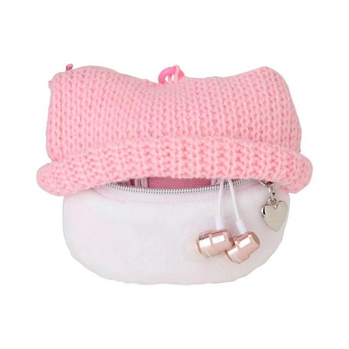 Pink / White Hello Kitty Hello Kitty Cozy Cap Mascot Clip Pouch | CA_HK76780