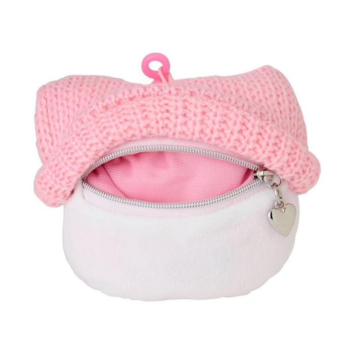 Pink / White Hello Kitty Hello Kitty Cozy Cap Mascot Clip Pouch | CA_HK76780