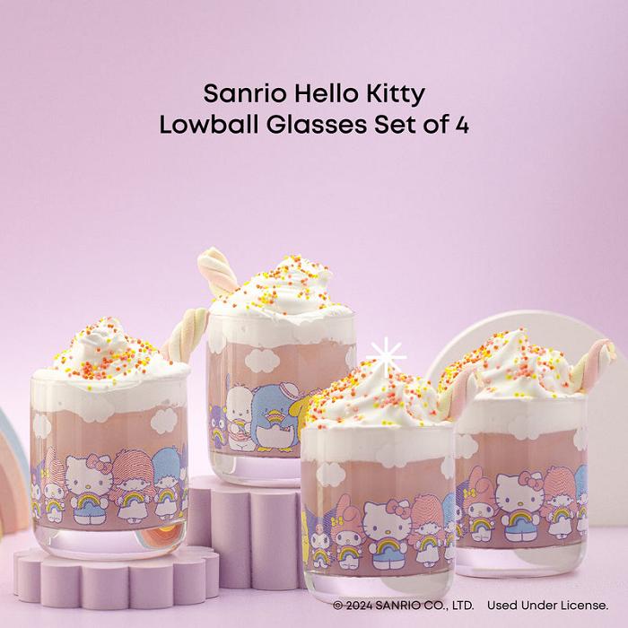 Purple Hello Kitty Hello Kitty and Friends Rainbow Short Drinking Glasses (Set of 4) | CA_HK30062