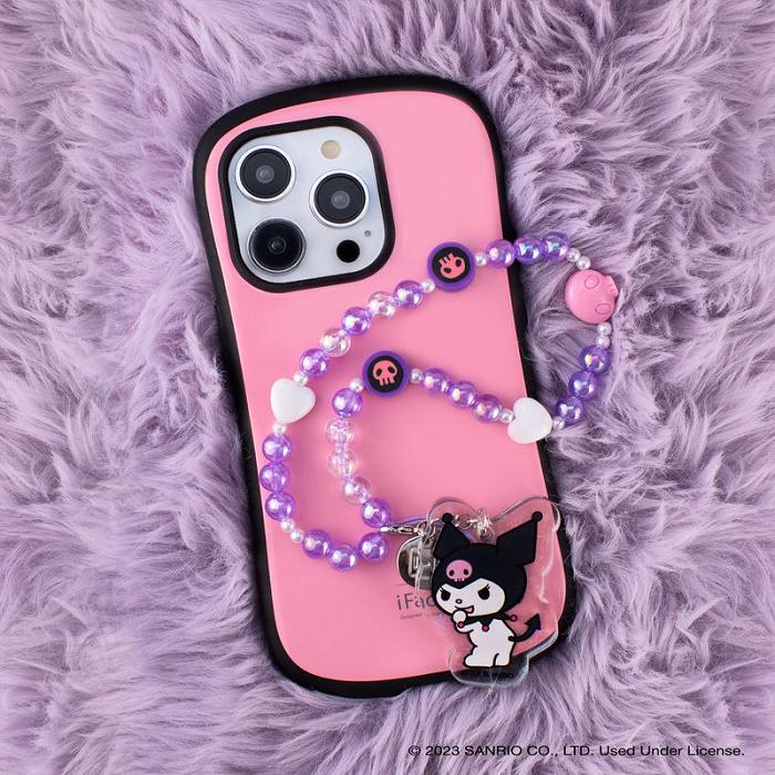 Purple Hello Kitty Kuromi Beaded Charm Mobile Phone Wrist Strap | CA_HK19991