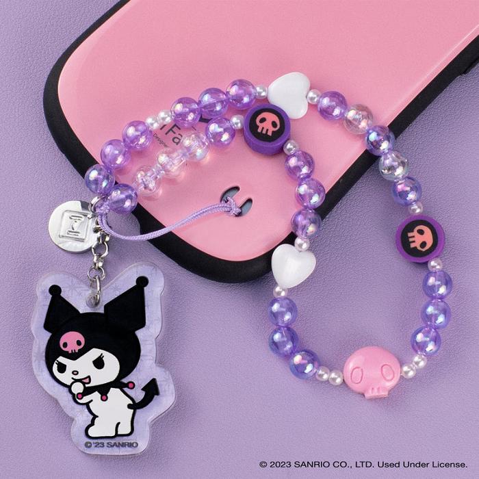 Purple Hello Kitty Kuromi Beaded Charm Mobile Phone Wrist Strap | CA_HK19991