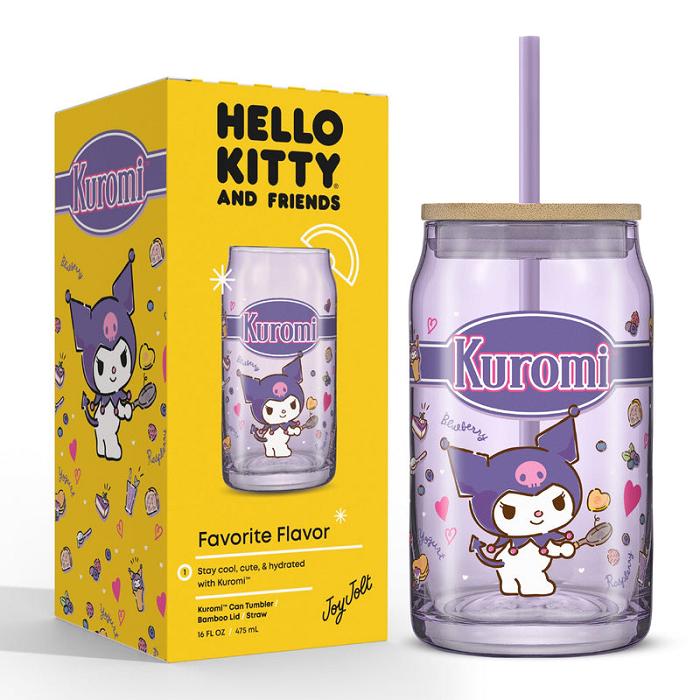 Purple Hello Kitty Kuromi Favorite Flavor Lidded Glass Tumbler | CA_HK80899