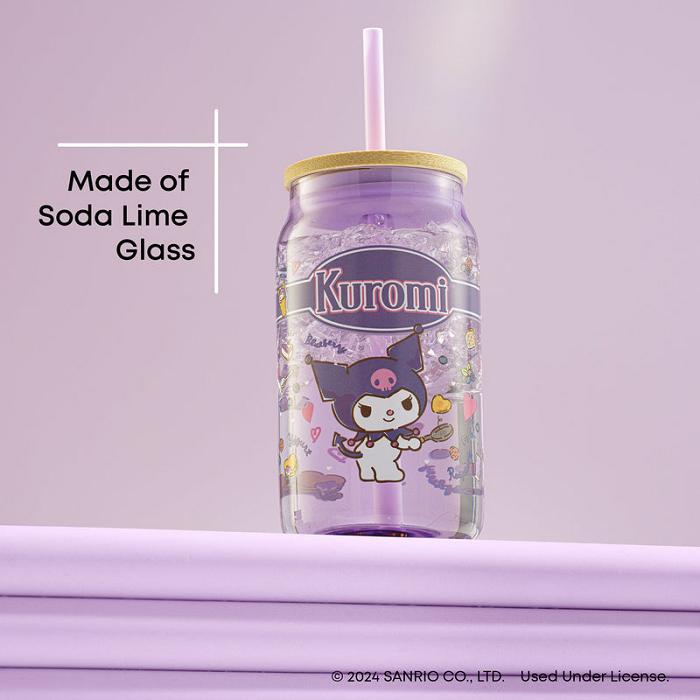 Purple Hello Kitty Kuromi Favorite Flavor Lidded Glass Tumbler | CA_HK80899