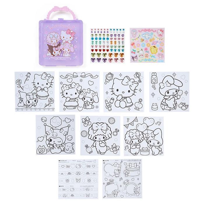 Purple Hello Kitty Sanrio Characters Mini Coloring & Sticker Set | CA_HK78096