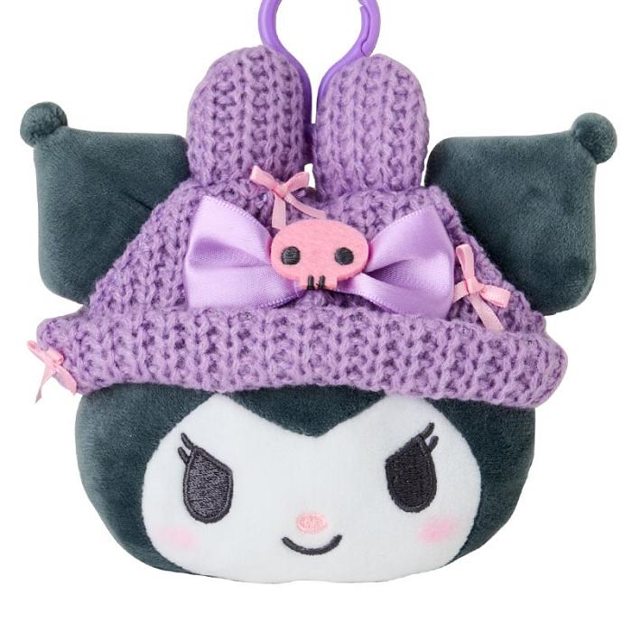 Purple / Black Hello Kitty Kuromi Cozy Cap Mascot Clip Pouch | CA_HK90162