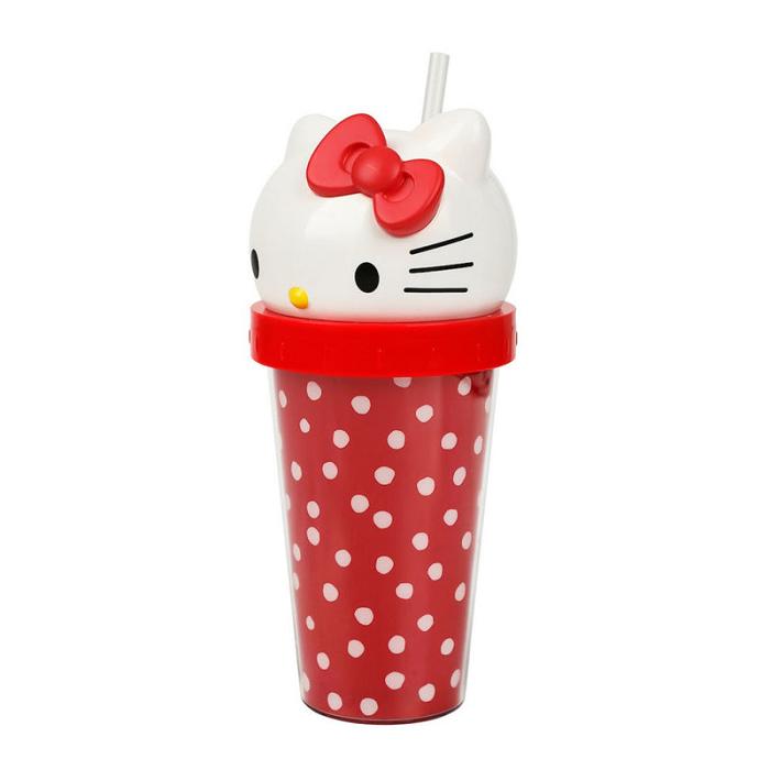 Red Hello Kitty Hello Kitty 3D Face Travel Tumbler (Dots) | CA_HK23623