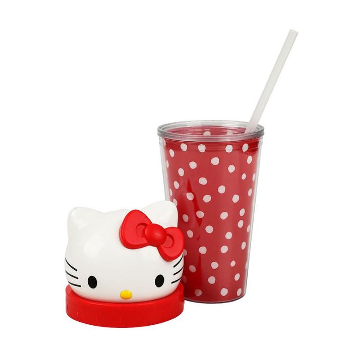 Red Hello Kitty Hello Kitty 3D Face Travel Tumbler (Dots) | CA_HK97672