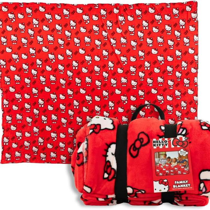 Red Hello Kitty Hello Kitty Always Red Cozy Throw Blanket | CA_HK78882