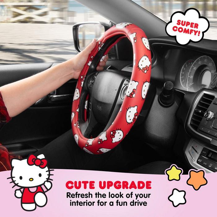 Red Hello Kitty Hello Kitty Classic Red Steering Wheel Cover | CA_HK64850