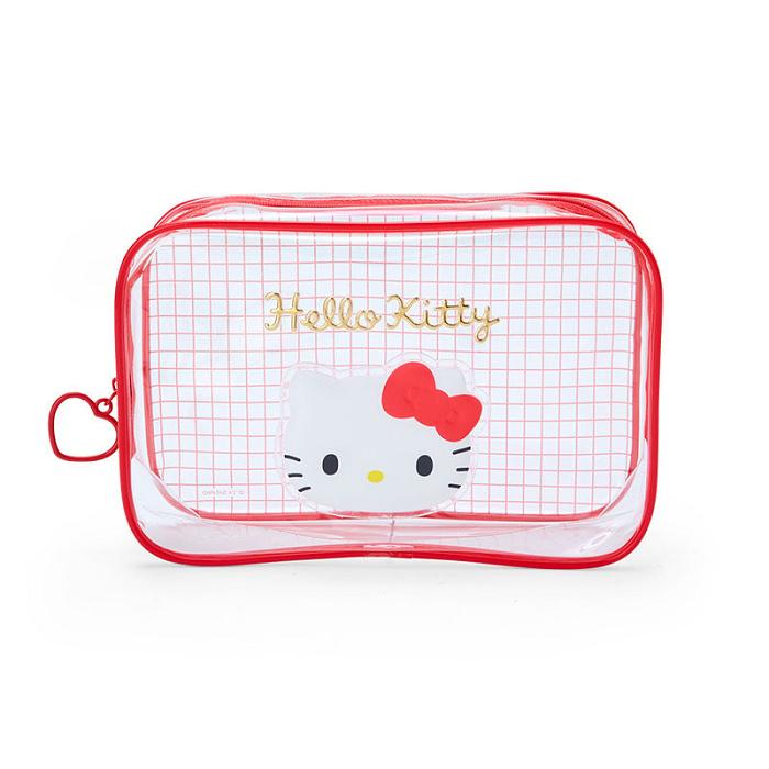 Red Hello Kitty Hello Kitty Clear Grid Zipper | CA_HK74379