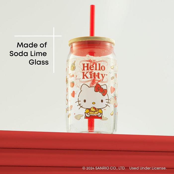 Red Hello Kitty Hello Kitty Favorite Flavor Lidded Glass Tumbler | CA_HK69880