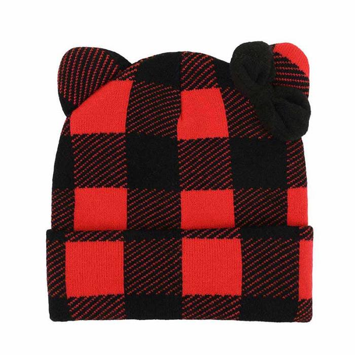 Red Hello Kitty Hello Kitty Knit Red Plaid Beanie | CA_HK59506