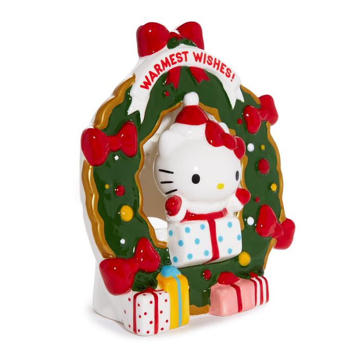 Red / Green Hello Kitty Hello Kitty Holiday Wreath Ceramic Tealight Holder | CA_HK53983