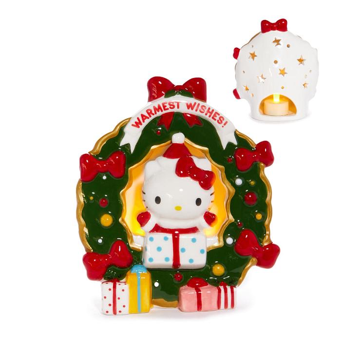 Red / Green Hello Kitty Hello Kitty Holiday Wreath Ceramic Tealight Holder | CA_HK53983