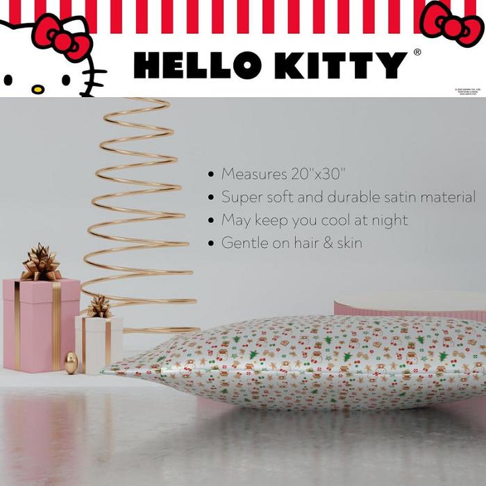 Red / Green Hello Kitty Hello Kitty Holiday Satin Pillowcase | CA_HK36116