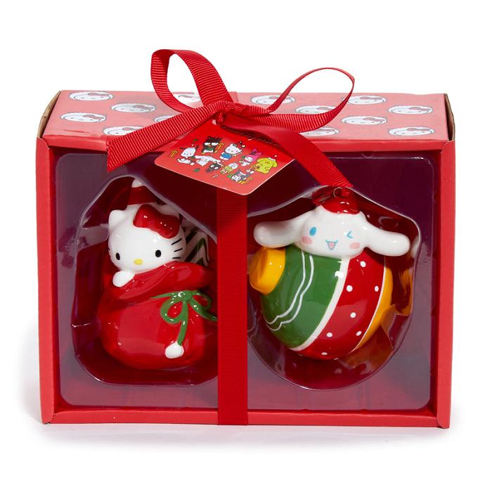 Red / Green Hello Kitty Hello Kitty and Cinnamoroll 2-pc Holiday Ceramic Ornament Set (Red) | CA_HK15244