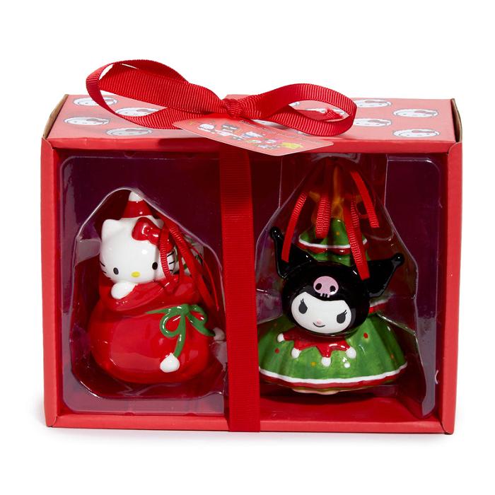 Red / Green Hello Kitty Hello Kitty and Kuromi 2-pc Holiday Ceramic Ornament Set (Red) | CA_HK56301