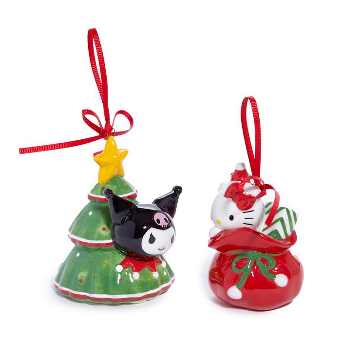 Red / Green Hello Kitty Hello Kitty and Kuromi 2-pc Holiday Ceramic Ornament Set (Red) | CA_HK56301