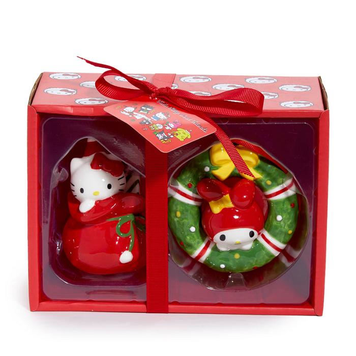 Red / Green Hello Kitty Hello Kitty and My Melody 2-pc Holiday Ceramic Ornament Set (Red) | CA_HK64950