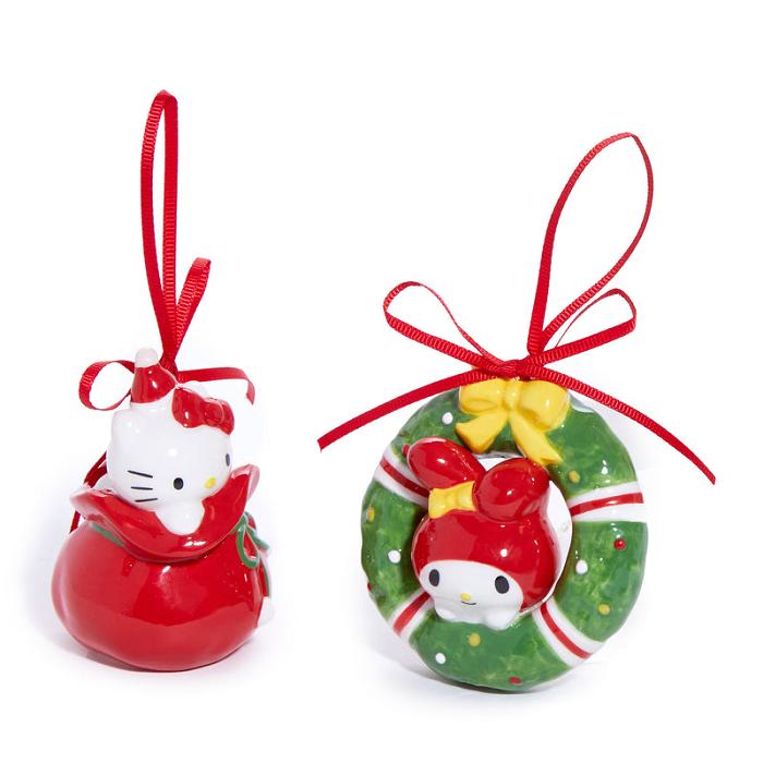 Red / Green Hello Kitty Hello Kitty and My Melody 2-pc Holiday Ceramic Ornament Set (Red) | CA_HK64950