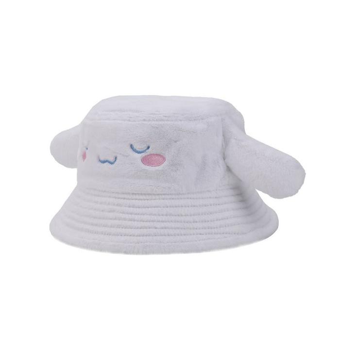 White Hello Kitty Cinnamoroll Cozy Ears Bucket Hat | CA_HK16613