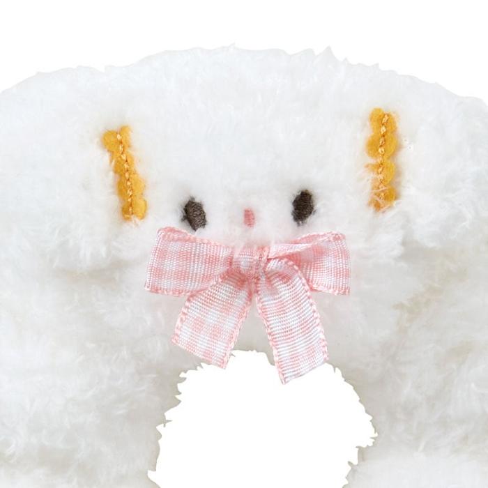 White Hello Kitty Cogimyun Cozy Plush Scrunchie (Gingham Bow) | CA_HK35653