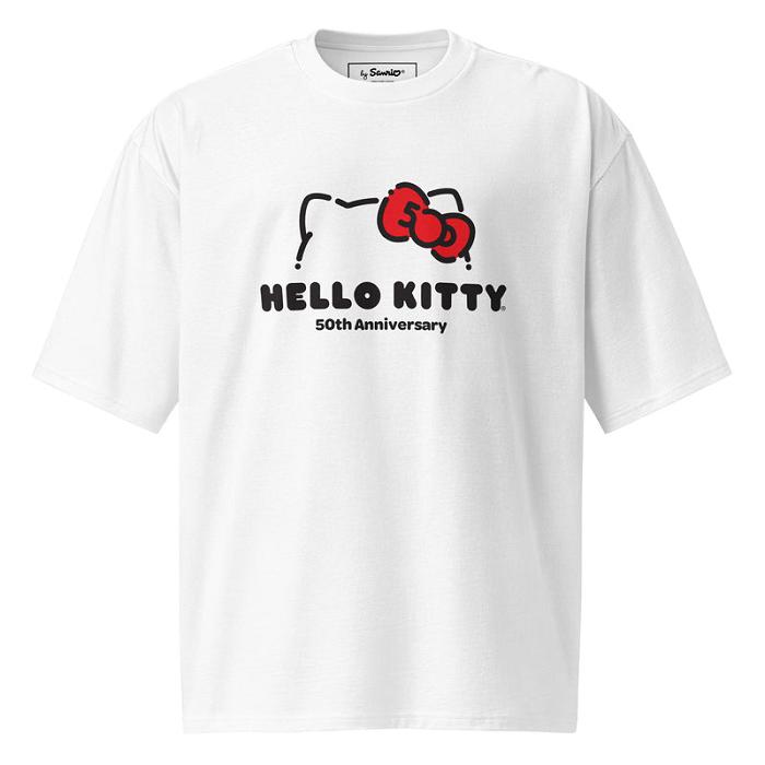 White Hello Kitty Hello Kitty 50th Anniversary Classic Oversized Tee | CA_HK61926