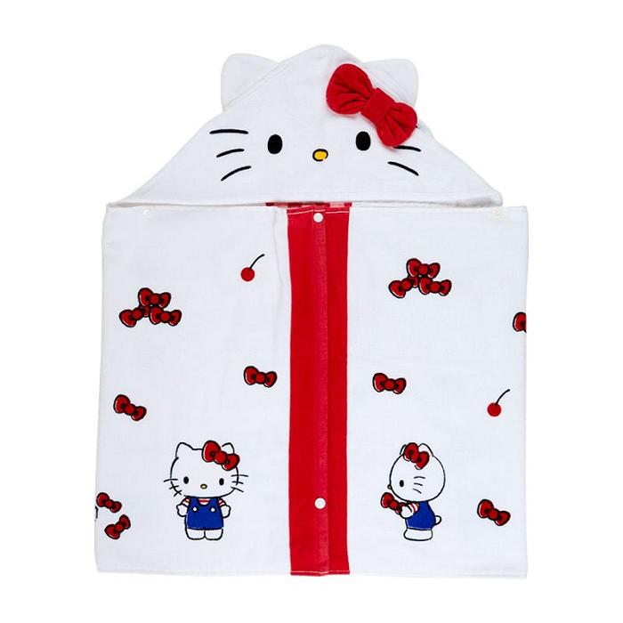 White Hello Kitty Hello Kitty Cherry Kids Hooded Towel | CA_HK58347