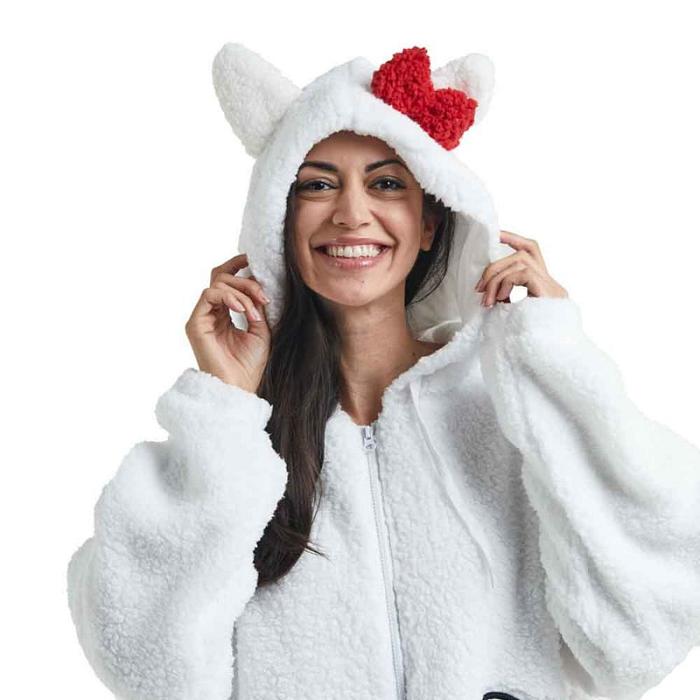 White Hello Kitty Hello Kitty Cozy Sherpa Zip Lounge Hoodie | CA_HK92118