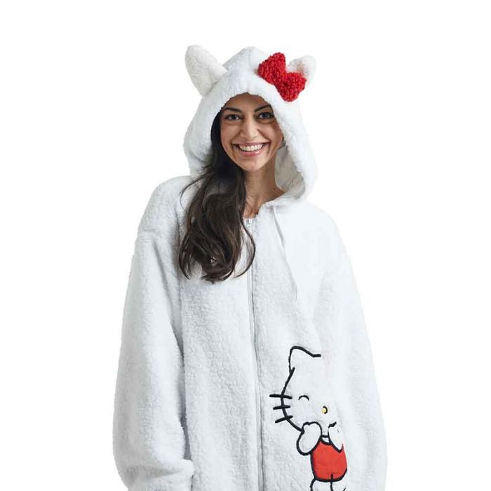 White Hello Kitty Hello Kitty Cozy Sherpa Zip Lounge Hoodie | CA_HK92118