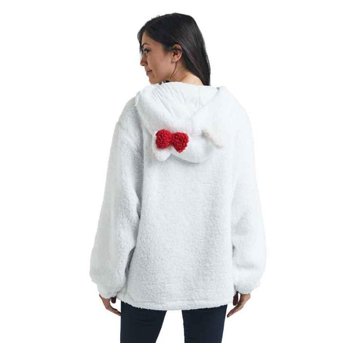 White Hello Kitty Hello Kitty Cozy Sherpa Zip Lounge Hoodie | CA_HK92118