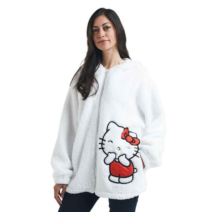 White Hello Kitty Hello Kitty Cozy Sherpa Zip Lounge Hoodie | CA_HK92118