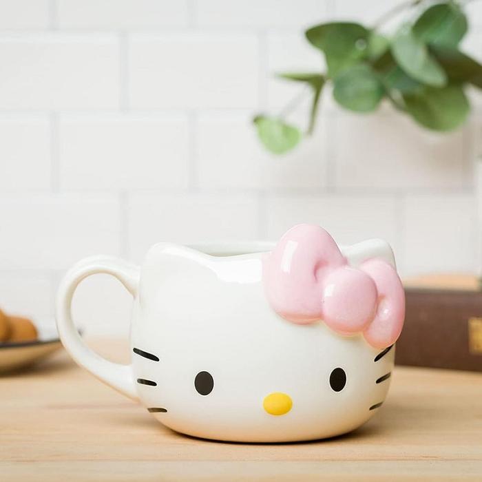 White Hello Kitty Hello Kitty Face Sculpted Mug (Pink) | CA_HK56818