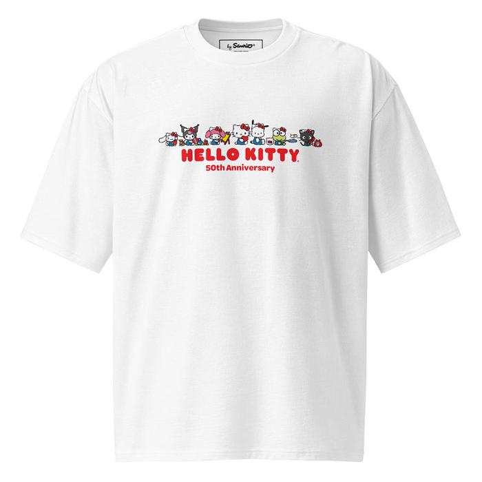 White Hello Kitty Hello Kitty Hello Everyone Oversized Tee | CA_HK42251