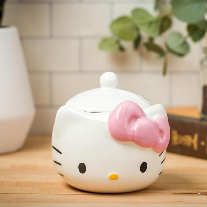 White Hello Kitty Hello Kitty Pink Bow Ceramic Storage Jar | CA_HK95535