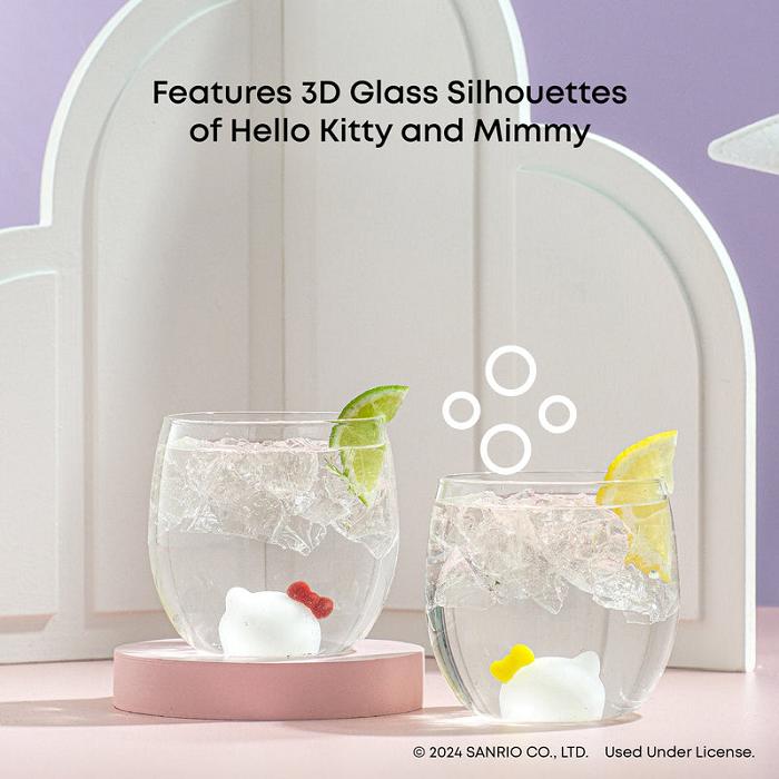 White Hello Kitty Hello Kitty and Mimmy 3D Icon Short Drinking Glasses (Set of 2) | CA_HK78274