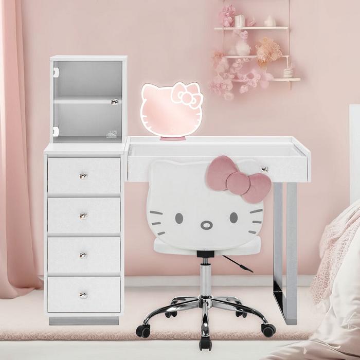 White Hello Kitty Hello Kitty x Impressions Vanity SlayStation Duet Vanity Desk | CA_HK62623