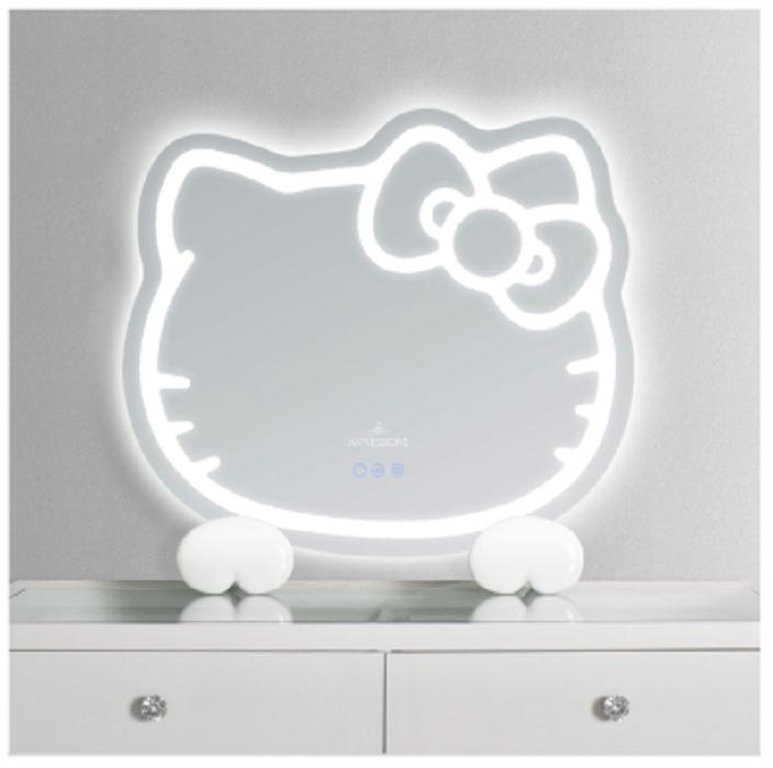 White Hello Kitty Hello Kitty x Impressions Vanity RGB Wall Mirror 2.0 W/ Bluetooth Speakers and Specialty Base | CA_HK93450