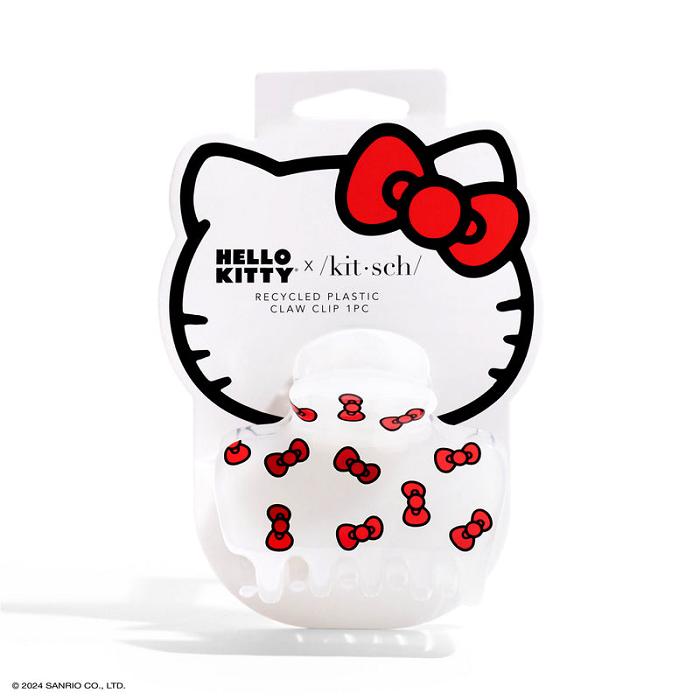 White Hello Kitty Hello Kitty x Kitsch Puffy Claw Clip (Bows) | CA_HK94136