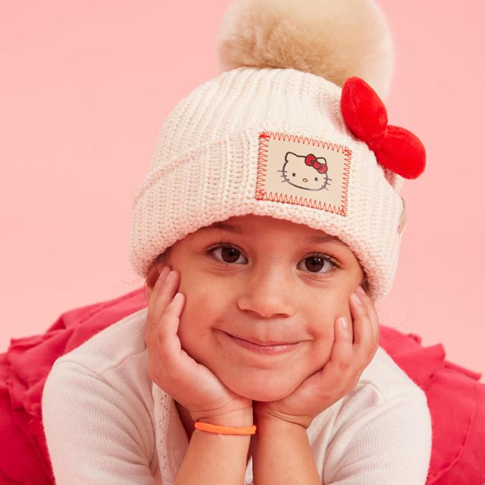 White Hello Kitty Hello Kitty x Love Your Melon Pom Beanie (Kids) | CA_HK79929