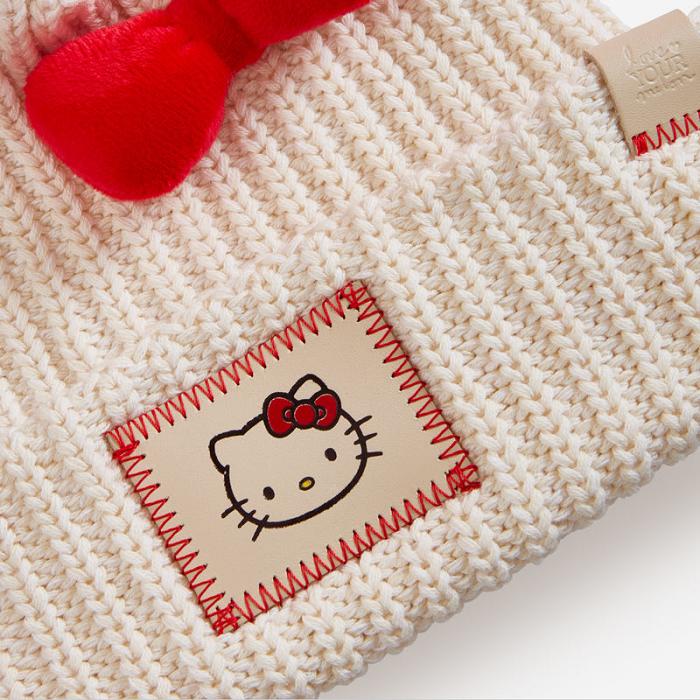 White Hello Kitty Hello Kitty x Love Your Melon Pom Beanie (Kids) | CA_HK79929