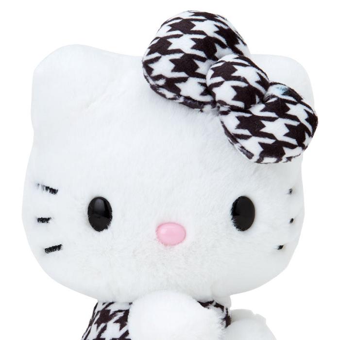 White / Black Hello Kitty Hello Kitty 50th Anniv. Plush Mascot (Black Houndstooth) | CA_HK96311