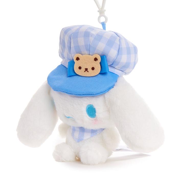 White / Blue Hello Kitty Cinnamoroll Plush Mascot Clip (Gingham Cap Series) | CA_HK90477