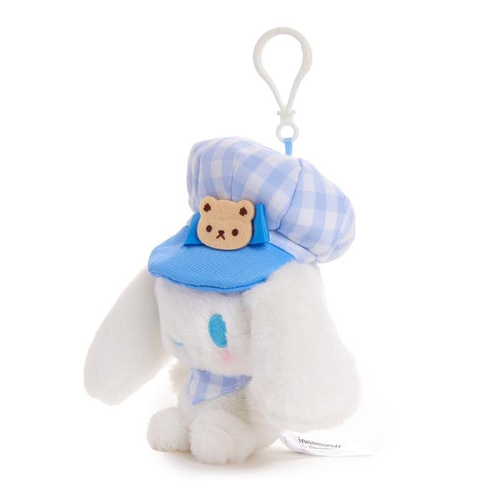 White / Blue Hello Kitty Cinnamoroll Plush Mascot Clip (Gingham Cap Series) | CA_HK90477