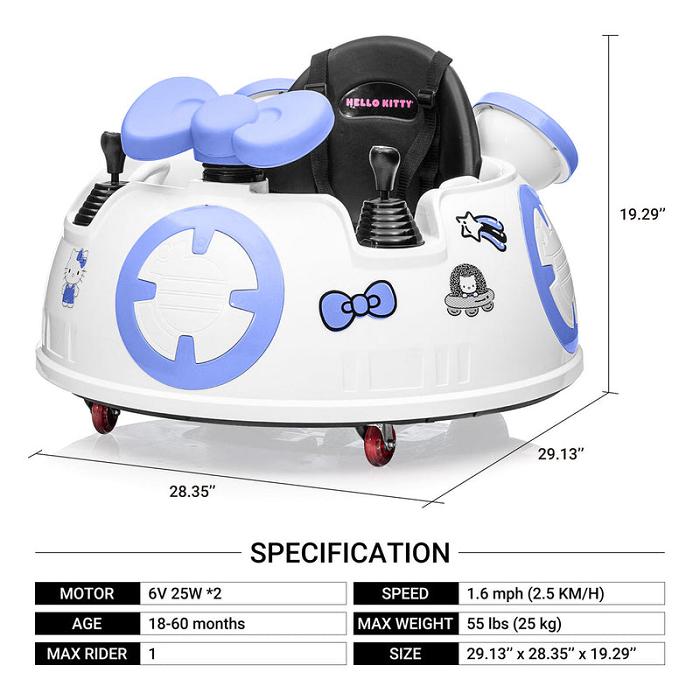 White / Blue Hello Kitty Hello Kitty x Kool Karz Playground Kids Space Explorer Ride On | CA_HK56366