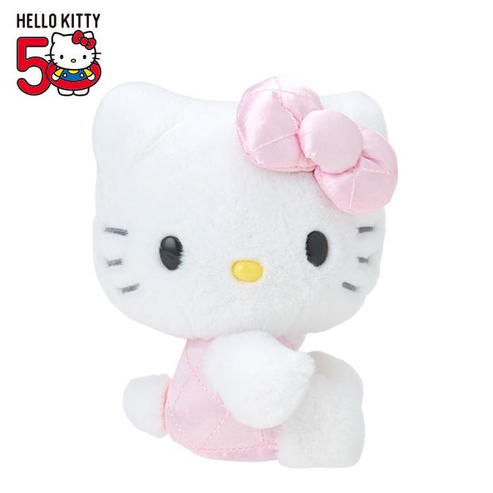 White / Pink Hello Kitty Hello Kitty 50th Anniv. Plush Mascot (Pink Quilted) | CA_HK13944