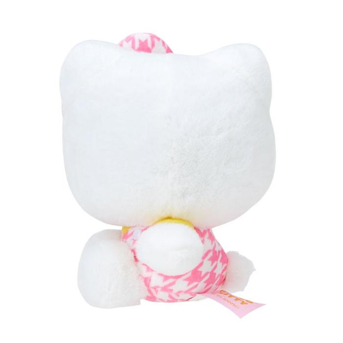 White / Pink Hello Kitty Hello Kitty 50th Anniv. Plush Mascot (Pink Houndstooth) | CA_HK23858