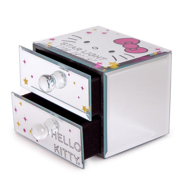 White / Pink Hello Kitty Hello Kitty Mirrored Compact Jewelry Box | CA_HK29849